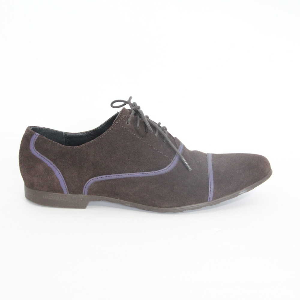 Bugatchi Mens Oxford sz 8.5 Leather Cap Toe Dress Shoes Oxford Derby Work